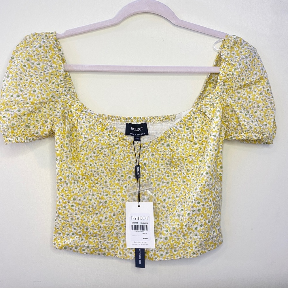 BARDOT Christie Floral Blouse Top Small Yellow NWT! 79$